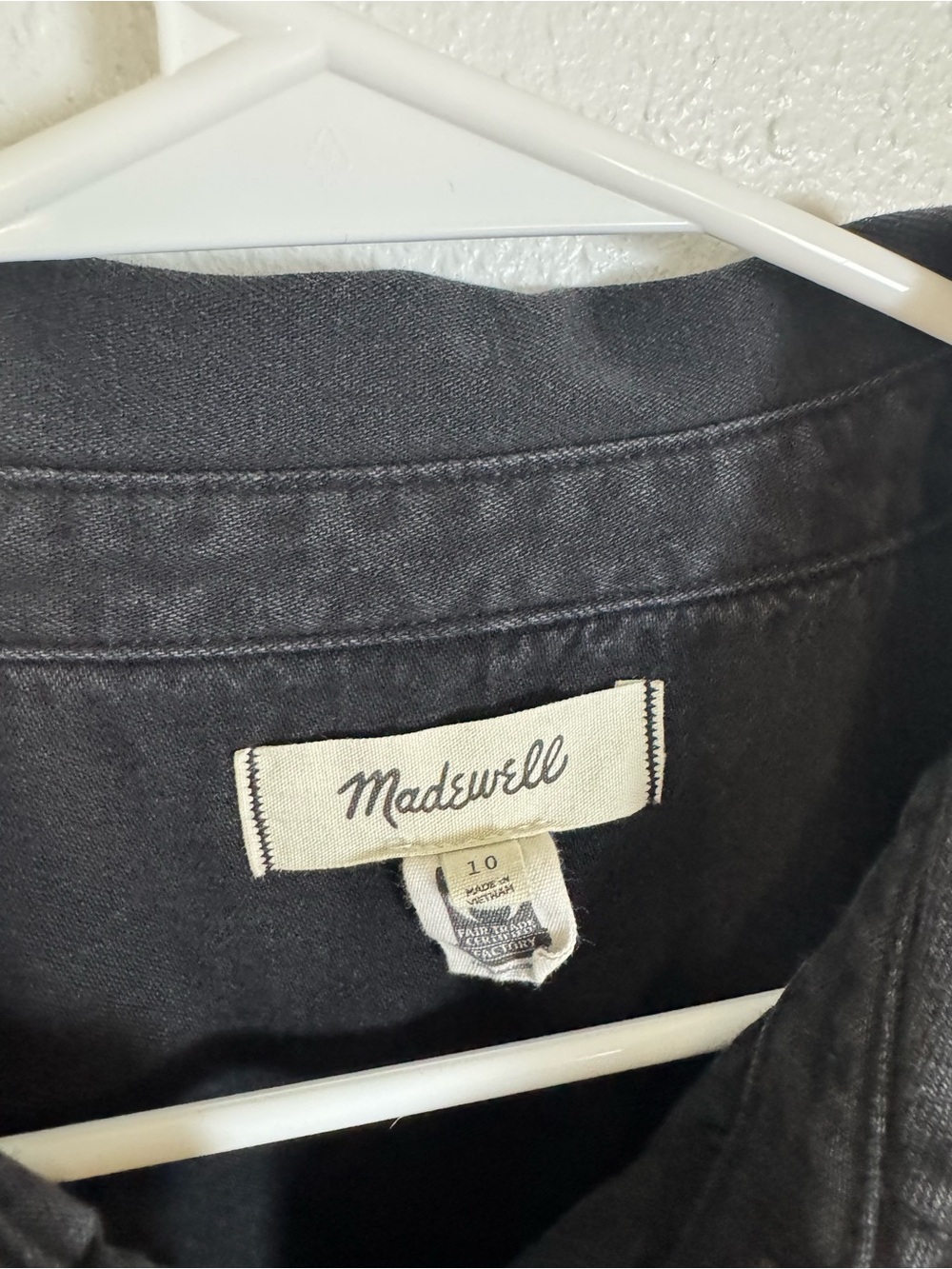 Madewell washed black denim seemed long sleeve mini shirt dress - Picture 4 of 6